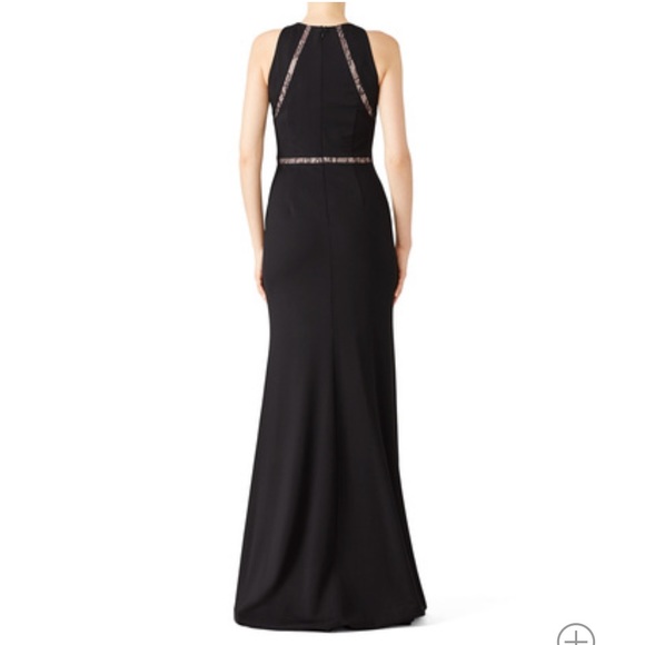 Adrianna Papell Black Insert Lace Dress Long - Picture 2 of 6